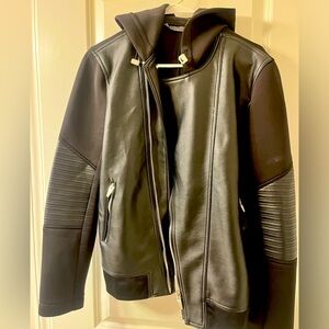 Pleather Zipup Hoodie Jacket